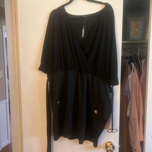 Simply Be black dress with gold belt